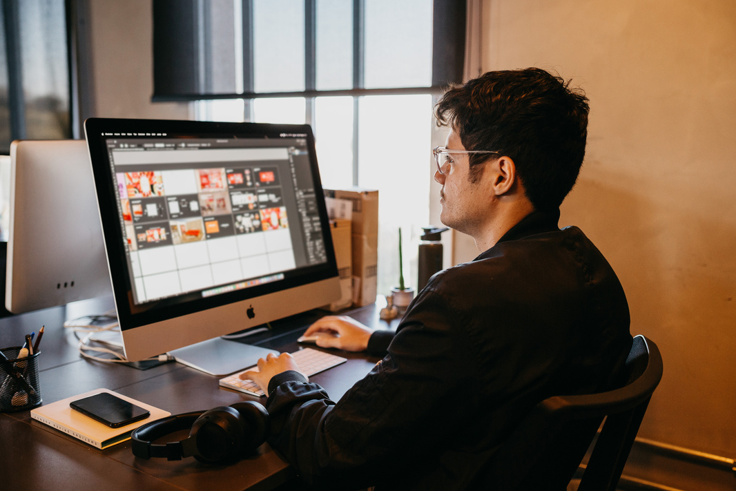 Man Working on Computer